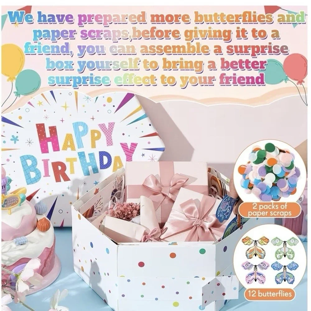 Flying Birthday Butterfly Surprise Gift Box Gift Box with 12Pcs Flying Butterfly
